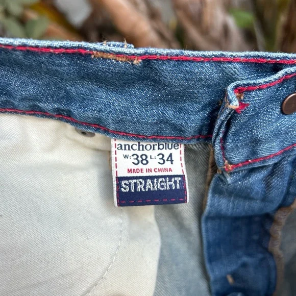 Vintage Y2K Anchor Blue Straight Leg Jeans 38x32 Mall Skater Denim - Picture 5 of 5